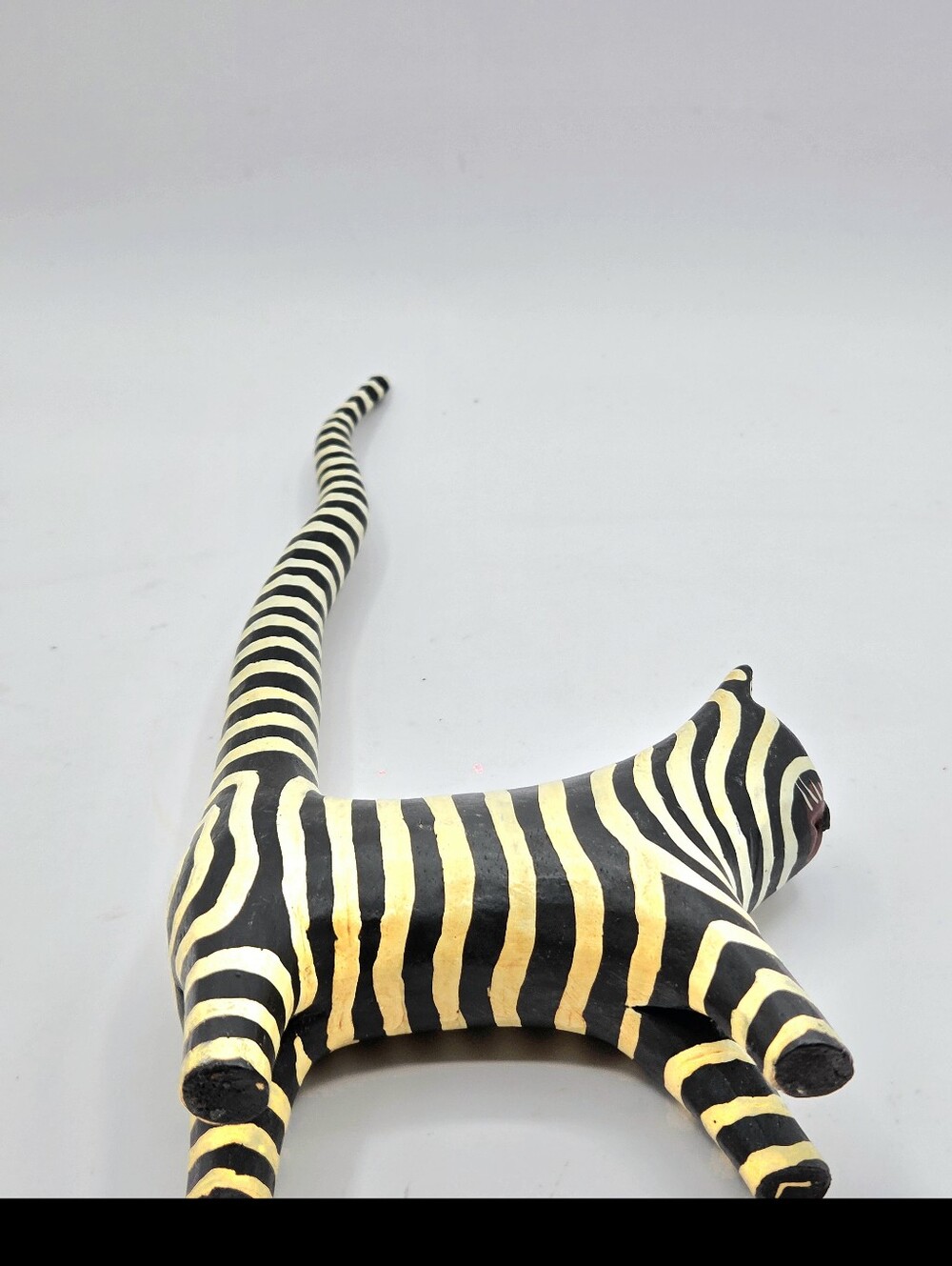 Vintage Black & White Striped Cat Figurine with Long Tail Standing Up - Picture 8 of 8